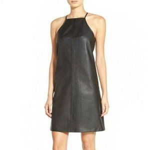 Faux leather a-line dress
